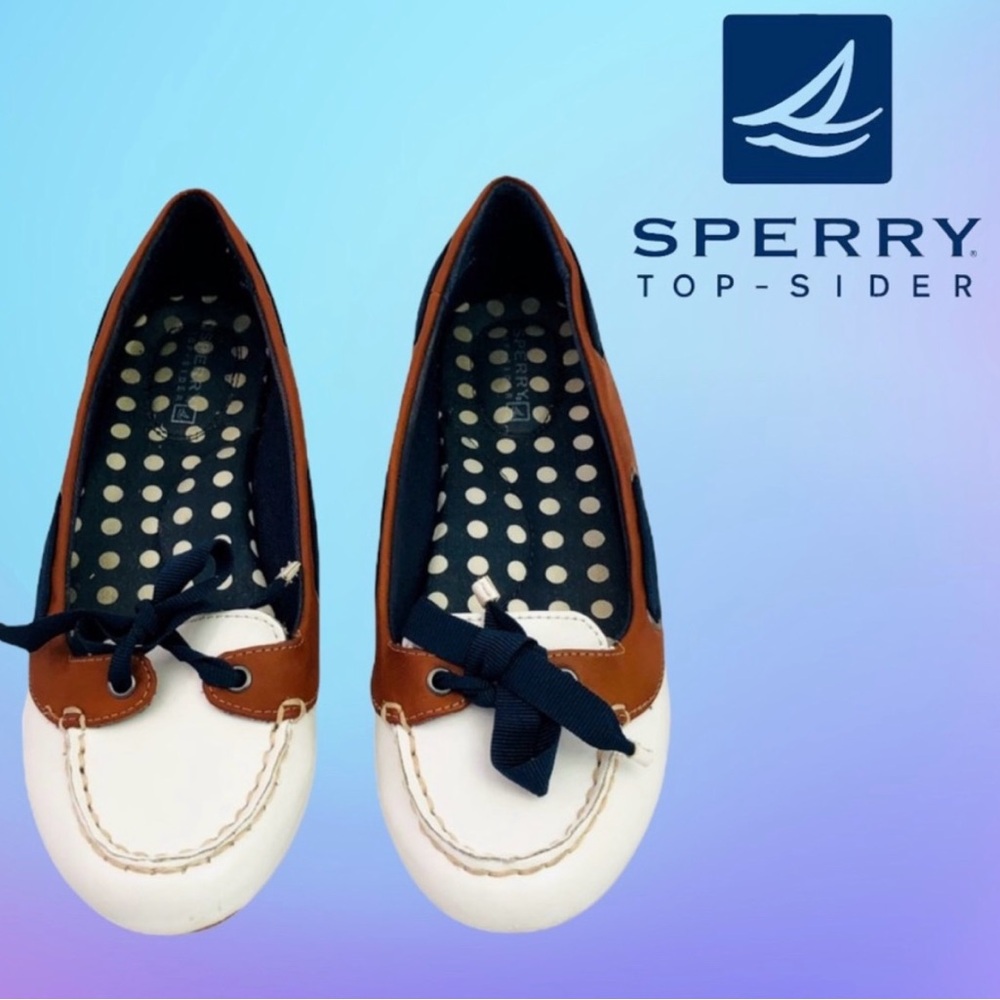 Sperry Top-Sider Chandler Flat Patent Leather US 10M White/Navy Slip On Loafer